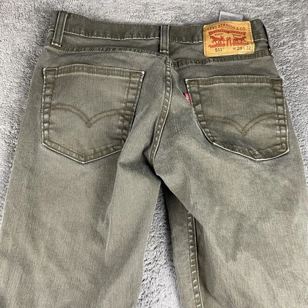 Levis 511 Slim‎ Straight Jeans Mens 29x32 Khaki Brown Low Rise